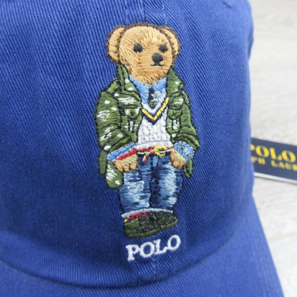Polo Ralph Lauren Bear Twill Ball Cap Hat Royal Blue OS Adjustable NEW - Picture 3 of 13